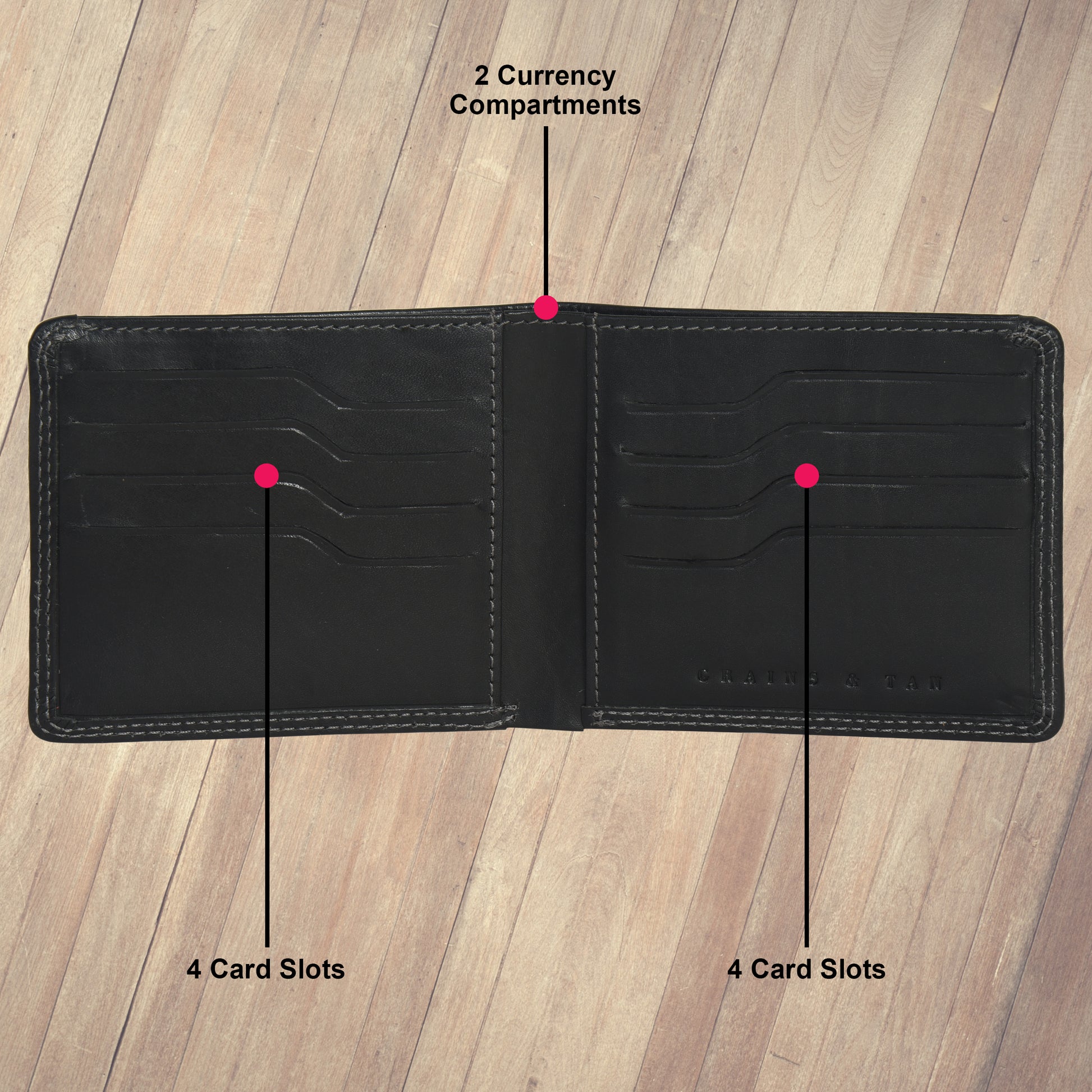 GT-003BF Tan Full-Grain Leather Bi-Fold Wallet: Slim RFID Wallet