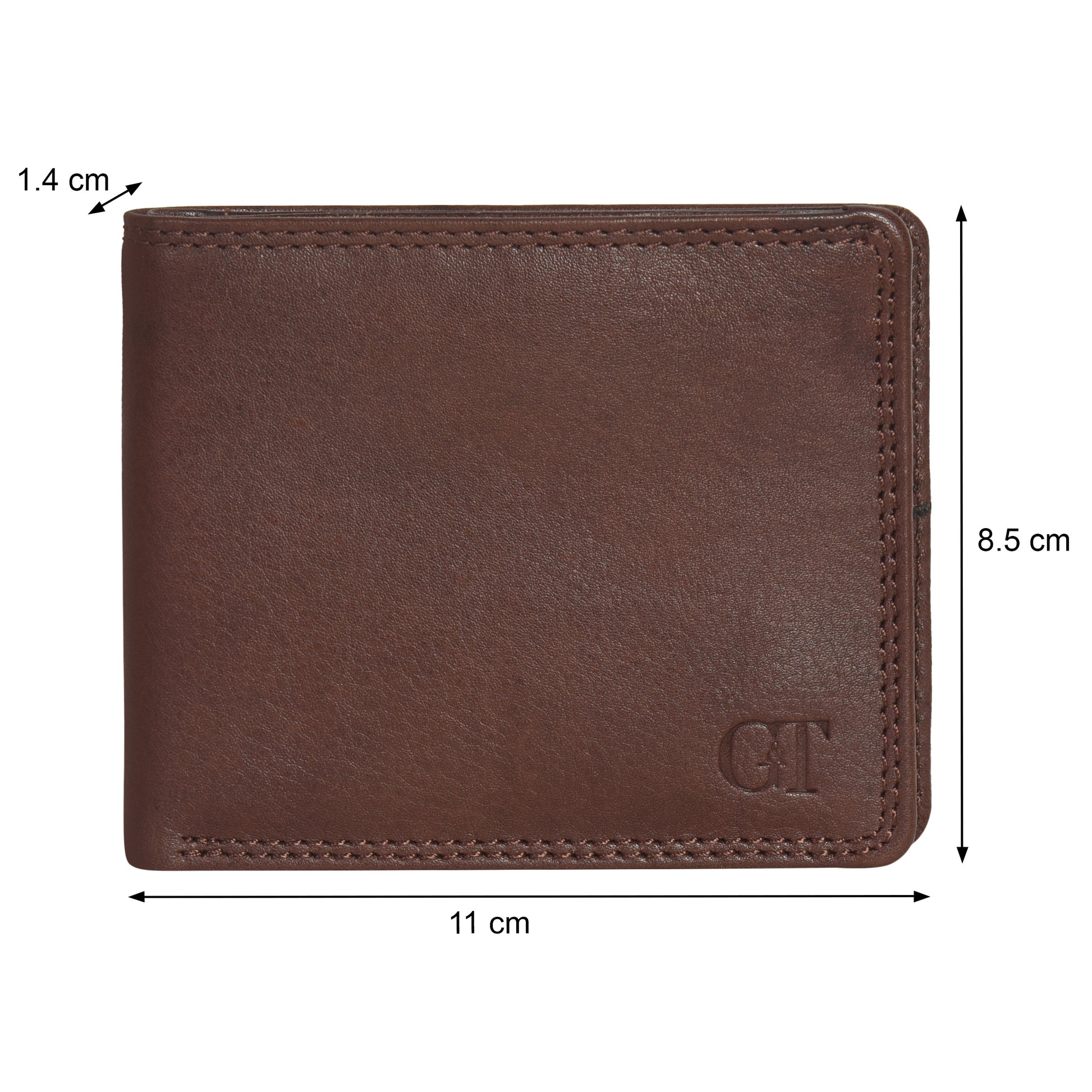 GT-003BF Tan Full-Grain Leather Bi-Fold Wallet: Slim RFID Wallet