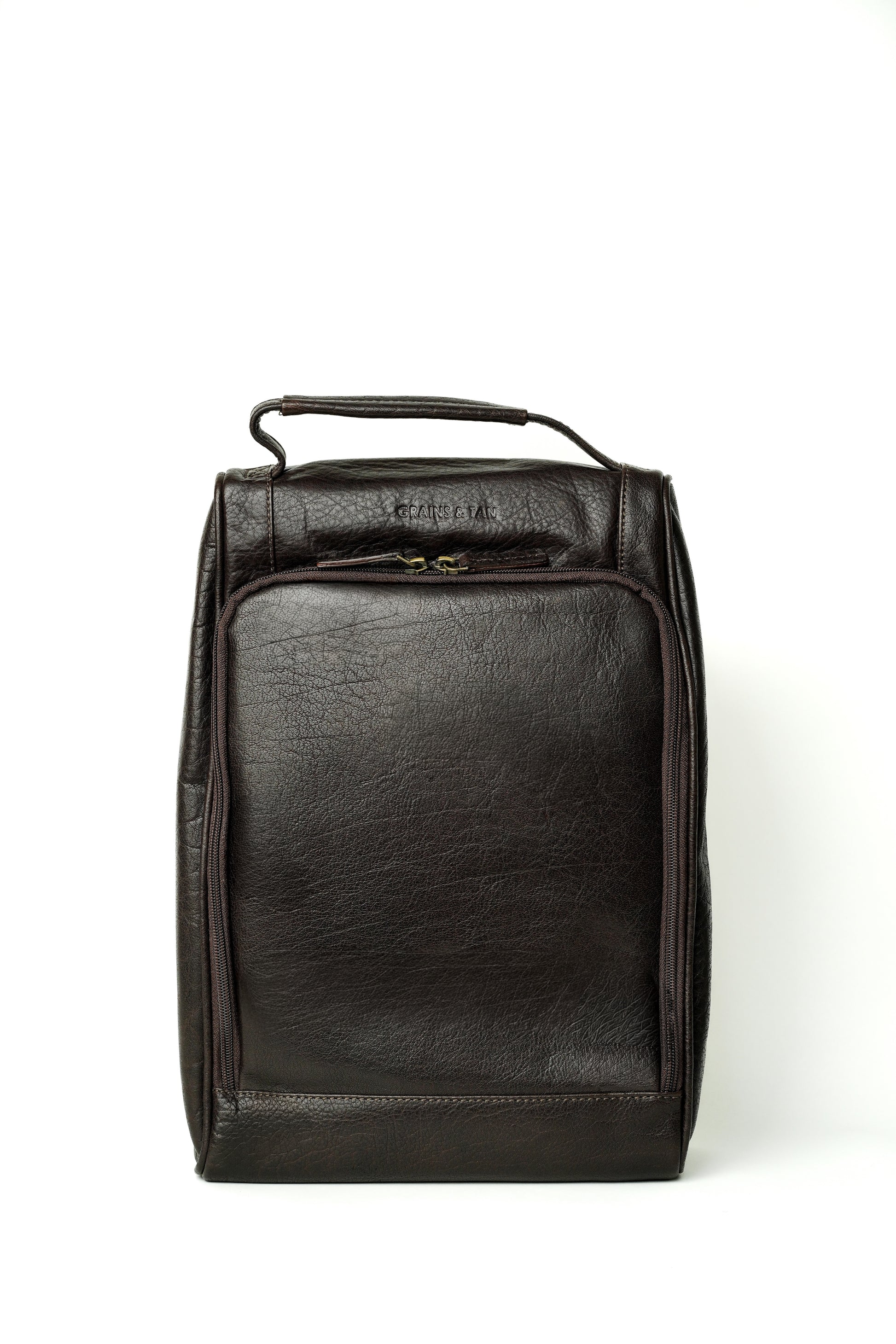 GT-SB01 Grains & Tan Full-grain Leather Shoe Bag | Premium Travel Shoe Case