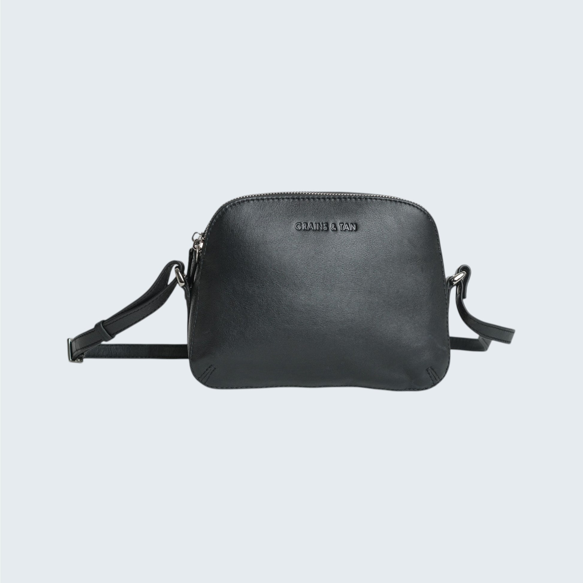 Grains & Tan Full-grain Leather Double-Zip Crossbody Bag