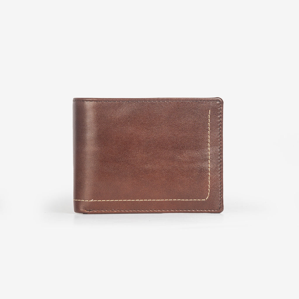 GT-TW1 Grains & Tan Full-grain Leather Large Men's Bi-fold Wallet, Euro Size Wallet (RFID Protected)