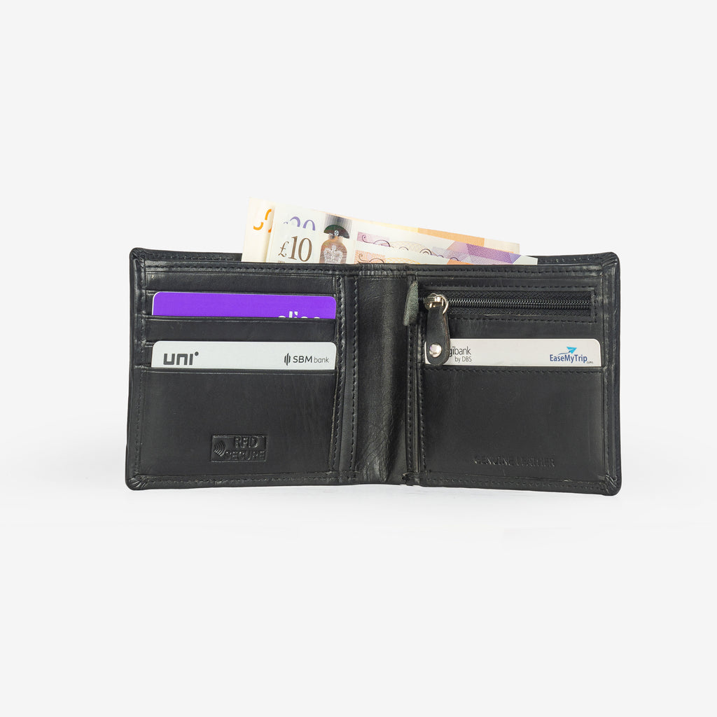 GT-TW1 Grains & Tan Full-grain Leather Large Men's Bi-fold Wallet, Euro Size Wallet (RFID Protected)