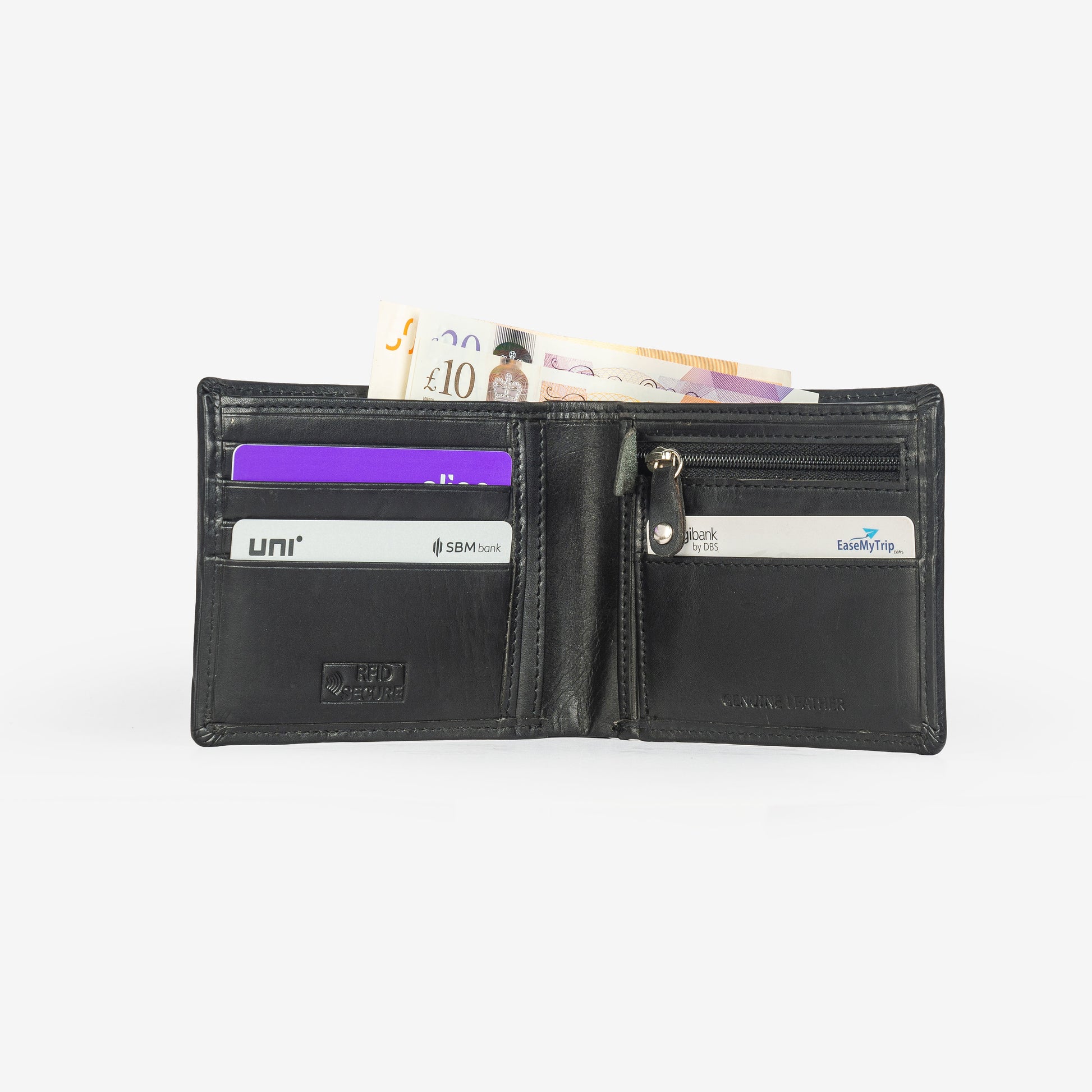 GT-TW1 Grains & Tan Full-grain Leather Large Men's Bi-fold Wallet, Euro Size Wallet (RFID Protected)