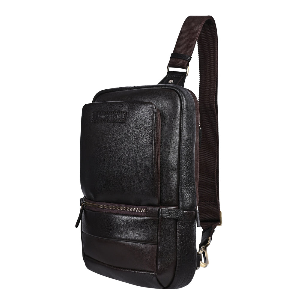 GT-KH8 Grains & Tan Full-grain Crossbody Travel Bag with Anti-theft Zip Pocket