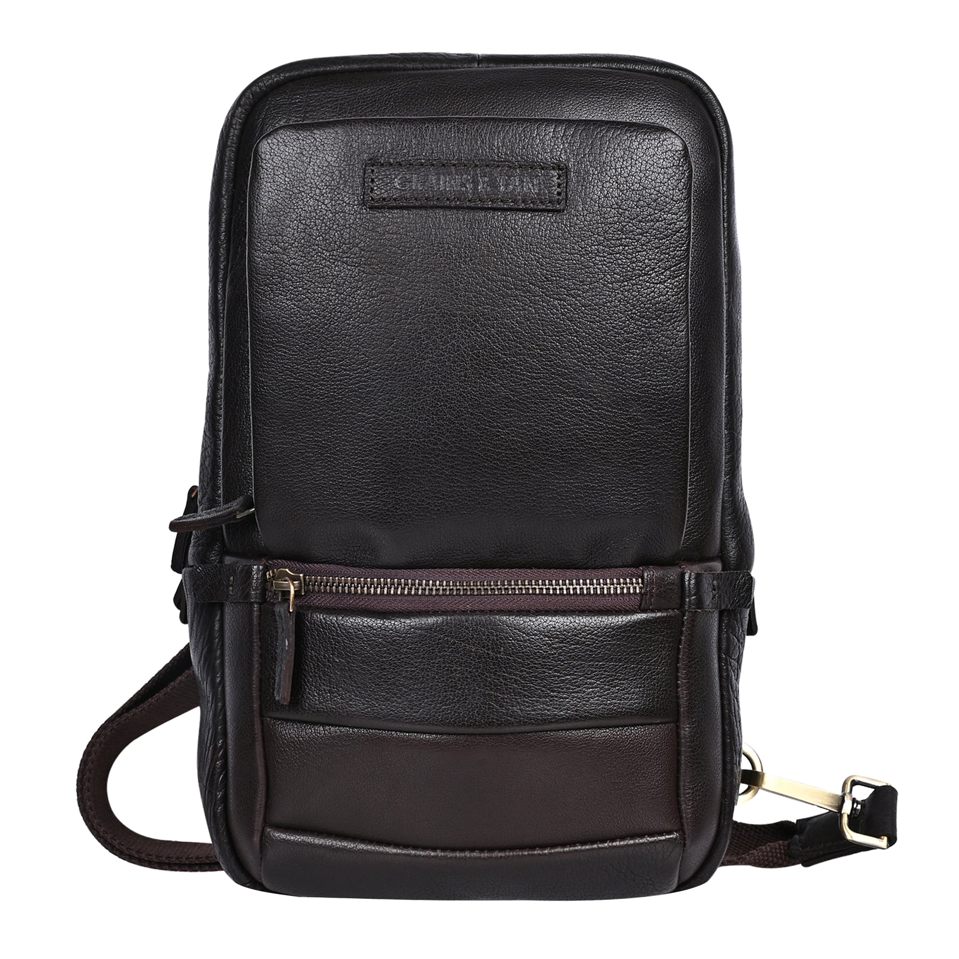 GT-KH8 Grains & Tan Full-grain Crossbody Travel Bag with Anti-theft Zip Pocket