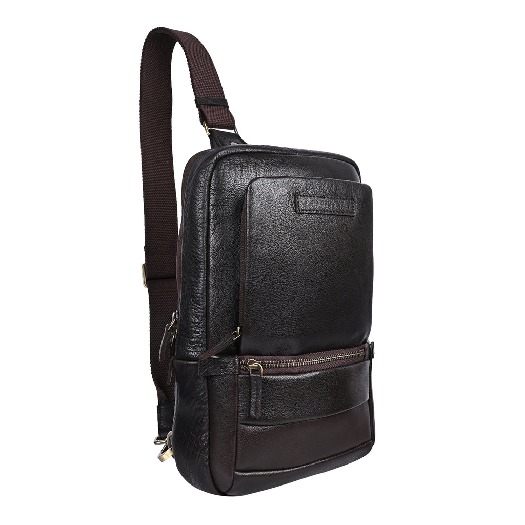 GT-KH8 Grains & Tan Full-grain Crossbody Travel Bag with Anti-theft Zip Pocket