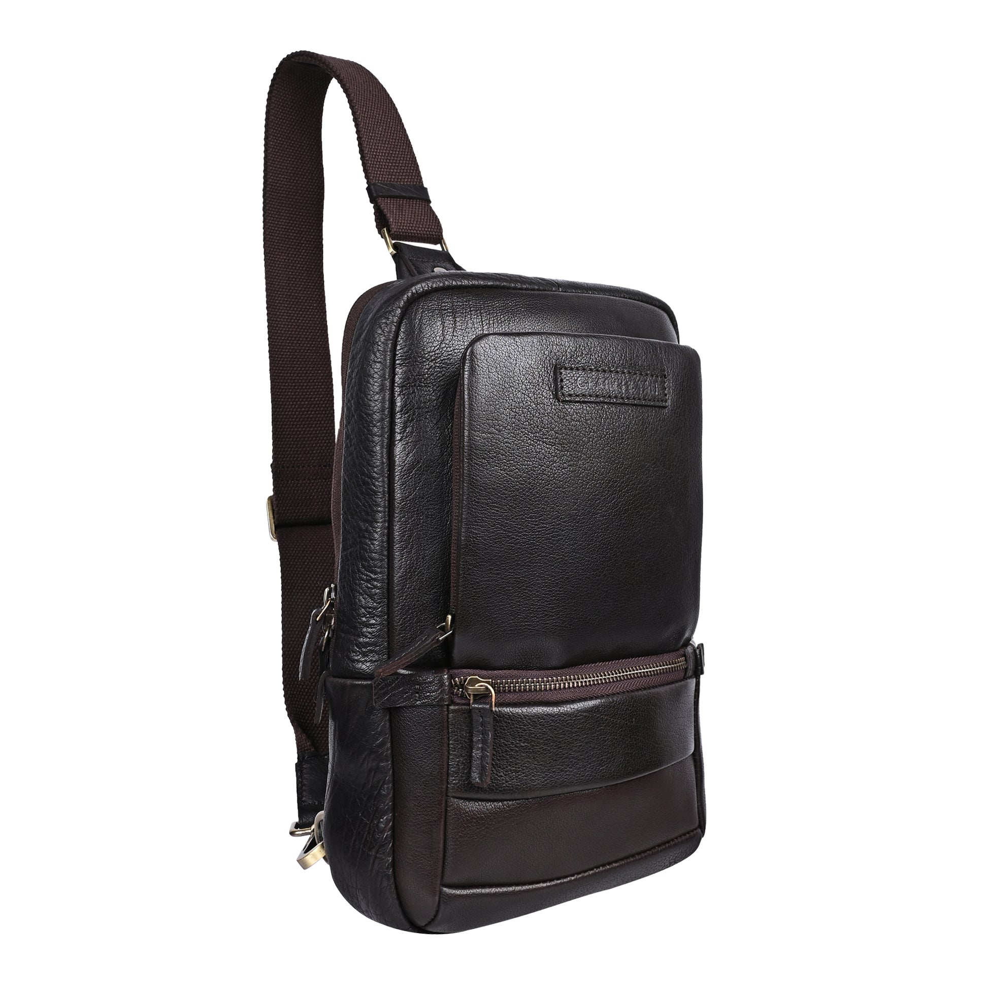 GT-KH8 Grains & Tan Full-grain Crossbody Travel Bag with Anti-theft Zip Pocket