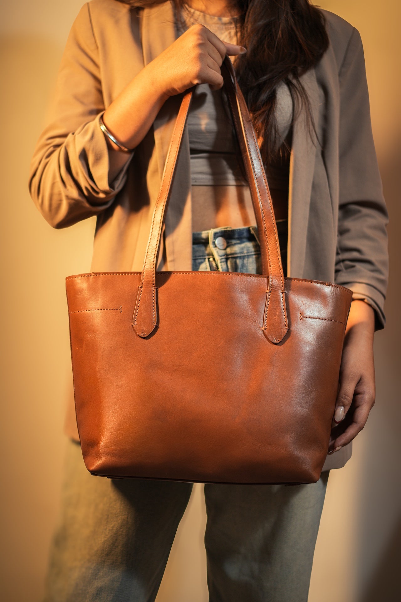 LiverPool Classic Shopper/Tote | Grains & Tan
