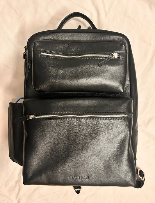 Grains & Tan Full-grain Leather Backpack – Fits 17” Laptop | Travel & Work Companion