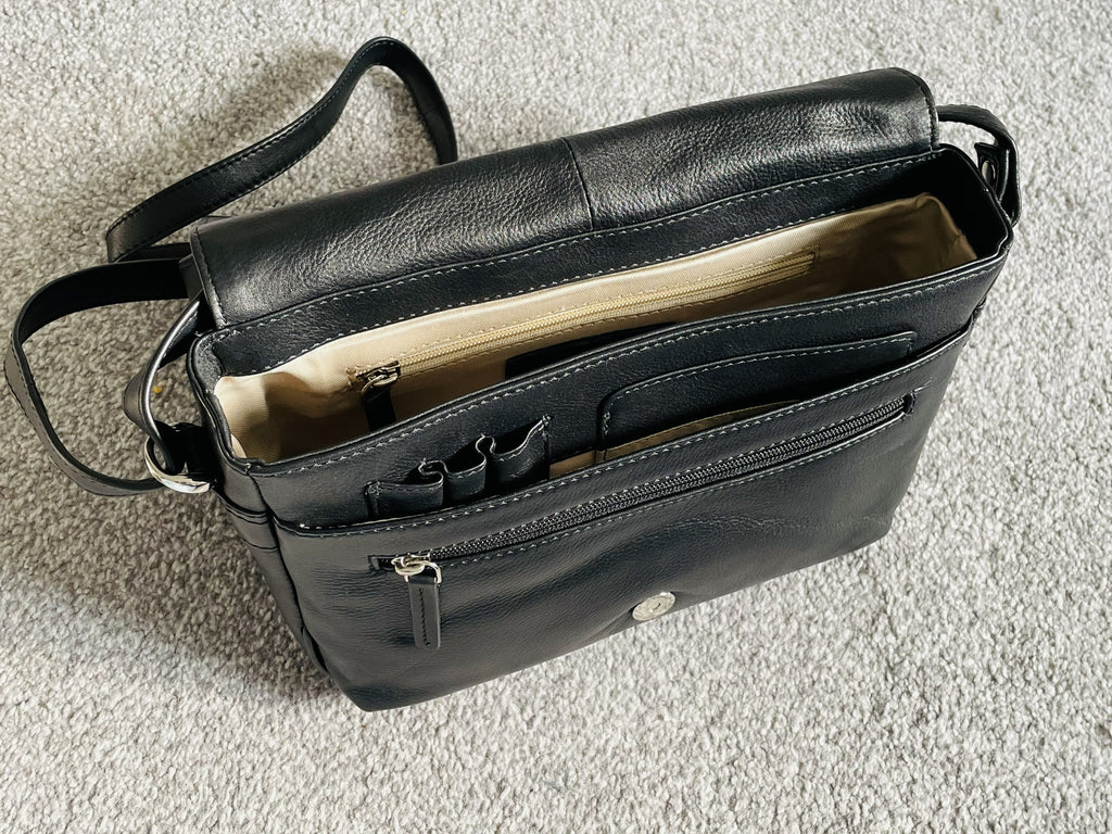 GT-KH3 Full-Grain Leather Flap Handbag: Adjustable Shoulder Bag