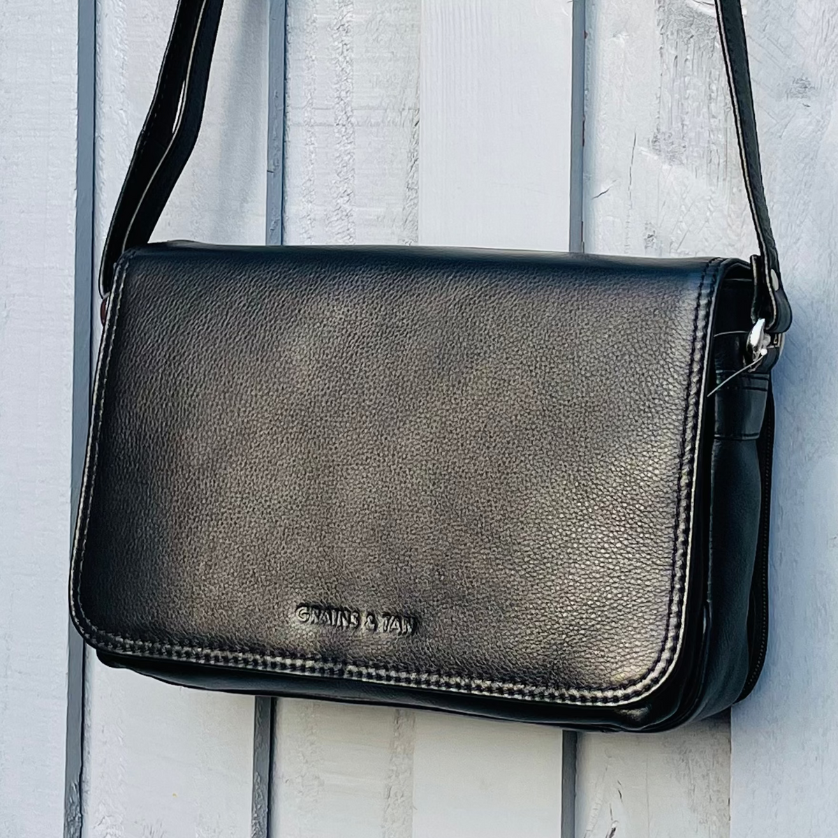 GT-KH3 Full-Grain Leather Flap Handbag: Adjustable Shoulder Bag