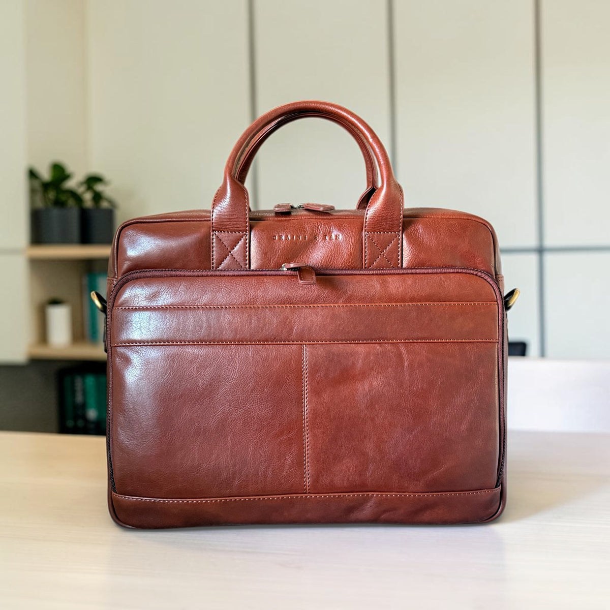 Ashford Full Grain Leather Briefcase, Laptop Messenger Bag – British Design Briefcase (Fits 17” Laptop) - SPECIAL EDITION