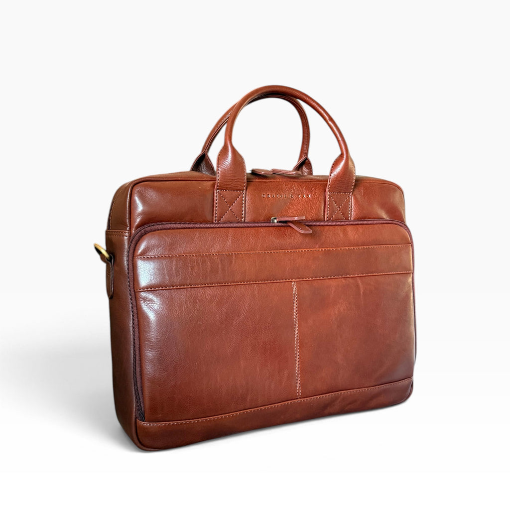 Ashford Full Grain Leather Briefcase, Laptop Messenger Bag – British Design Briefcase (Fits 17” Laptop) - SPECIAL EDITION
