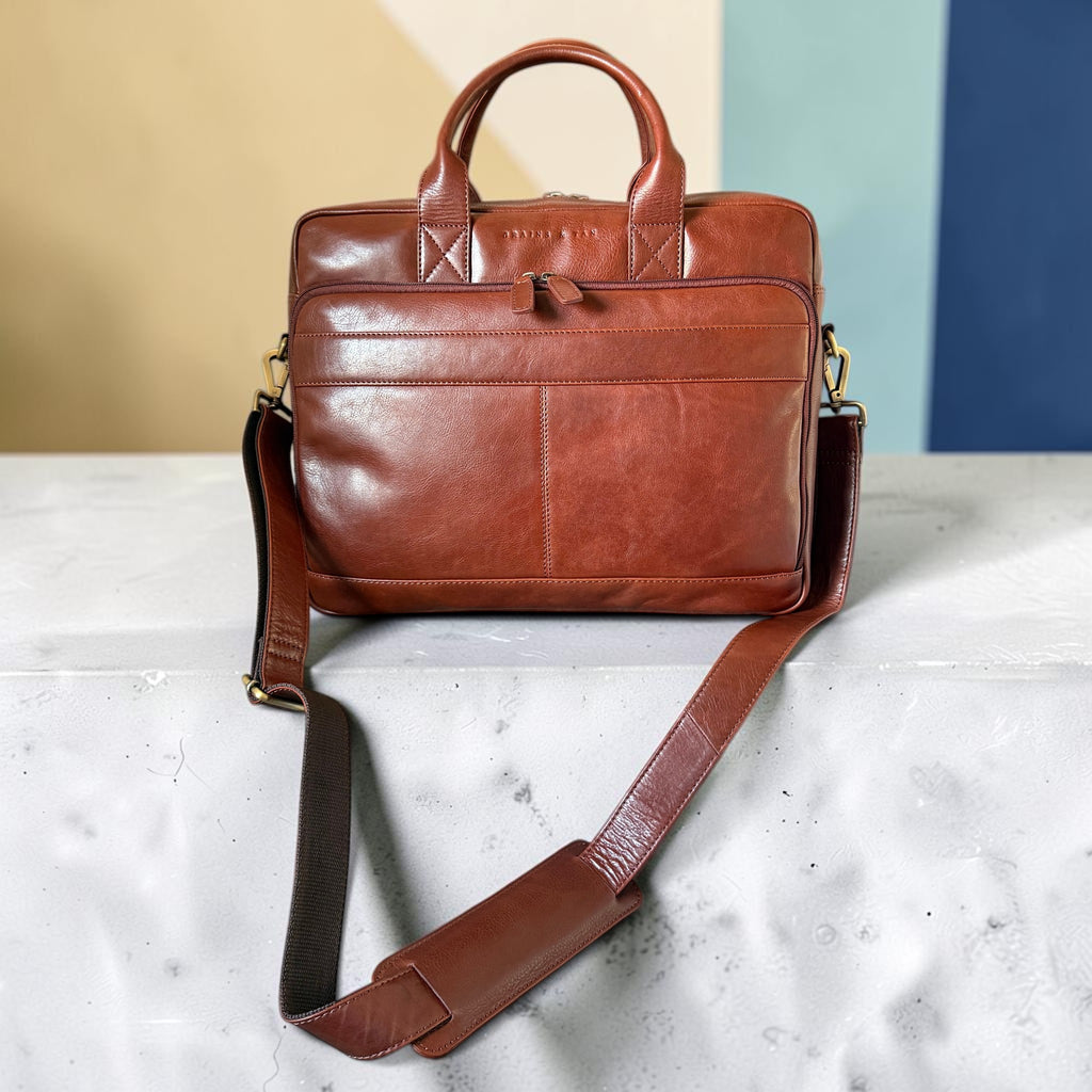 Ashford Full Grain Leather Briefcase, Laptop Messenger Bag – British Design Briefcase (Fits 17” Laptop) - SPECIAL EDITION