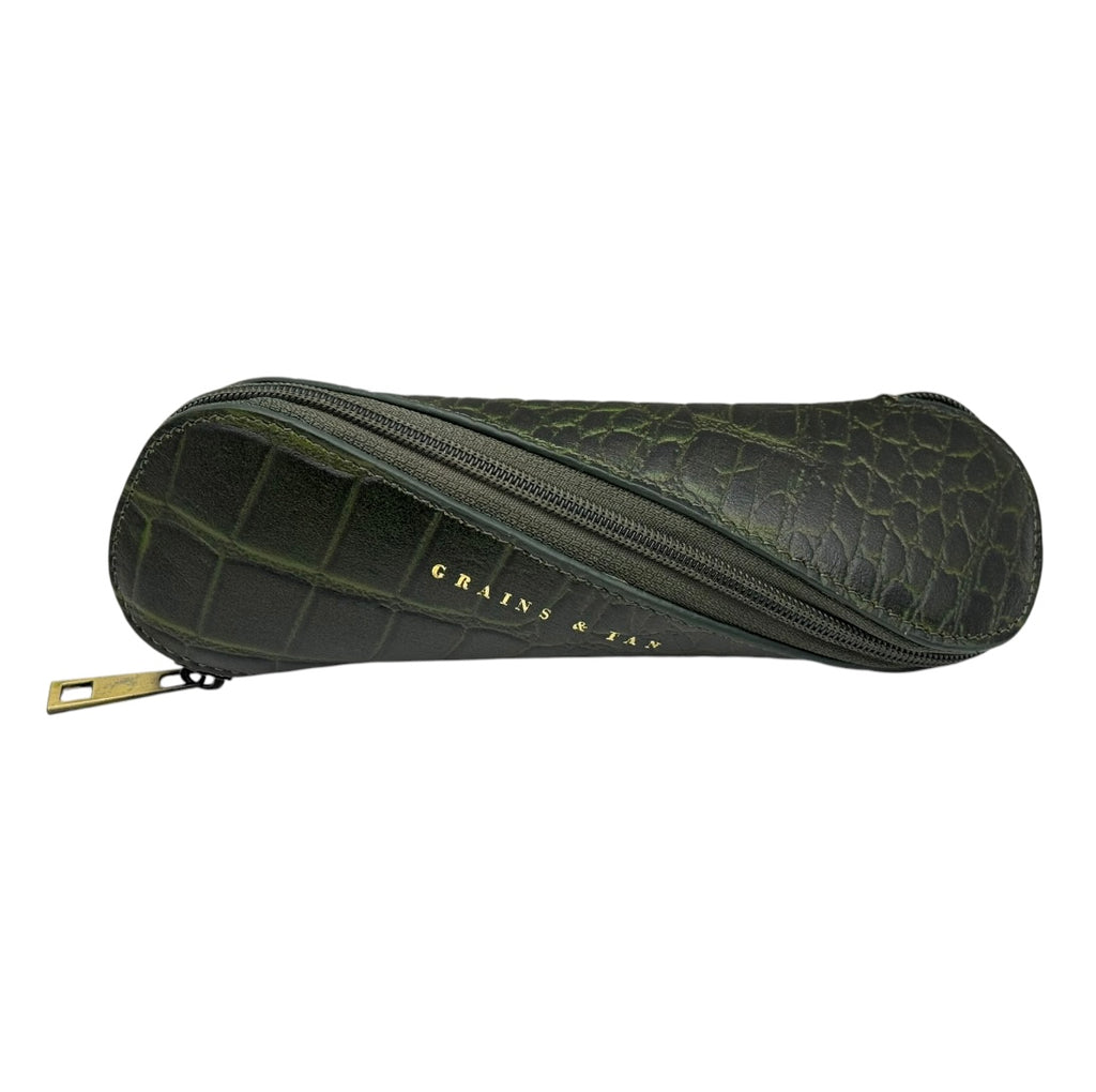 The Orford Leather Glasses Case – Slim Spiral Zip Sunglasses Case | Grains & Tan