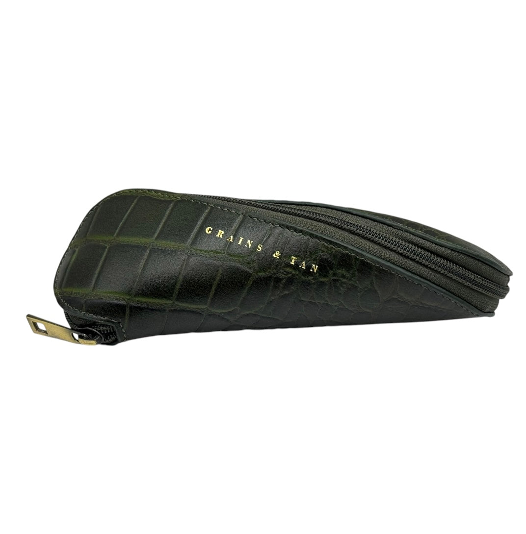 The Orford Leather Glasses Case – Slim Spiral Zip Sunglasses Case | Grains & Tan