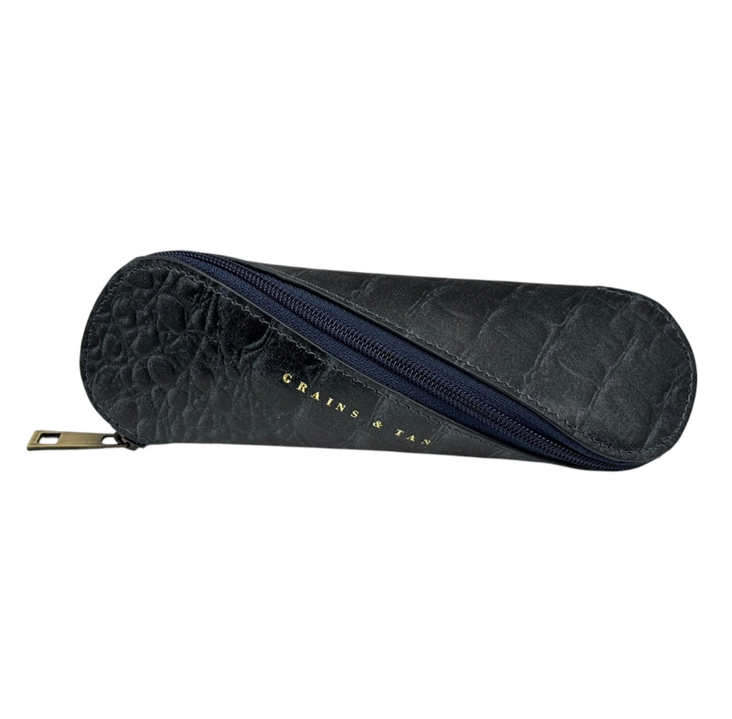 The Orford Leather Glasses Case – Slim Spiral Zip Sunglasses Case | Grains & Tan