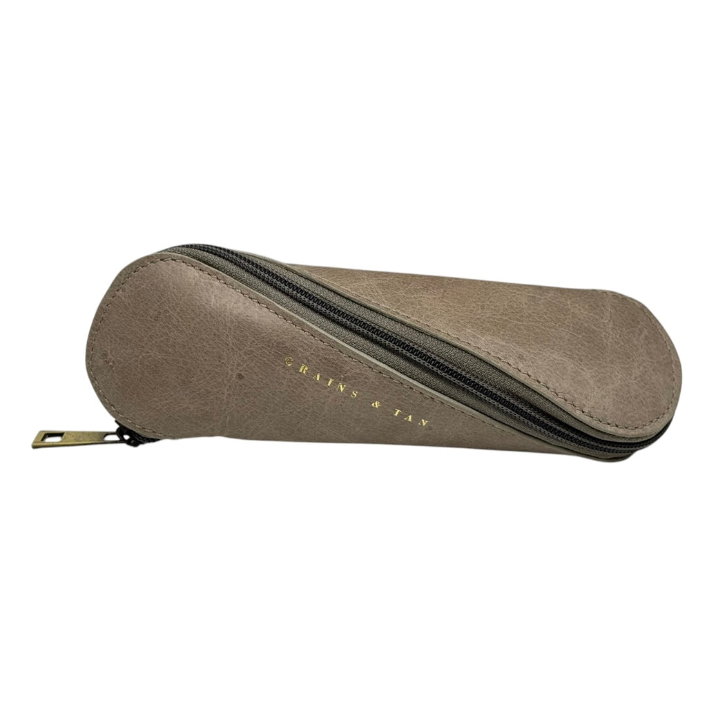 The Orford Leather Glasses Case – Slim Spiral Zip Sunglasses Case | Grains & Tan