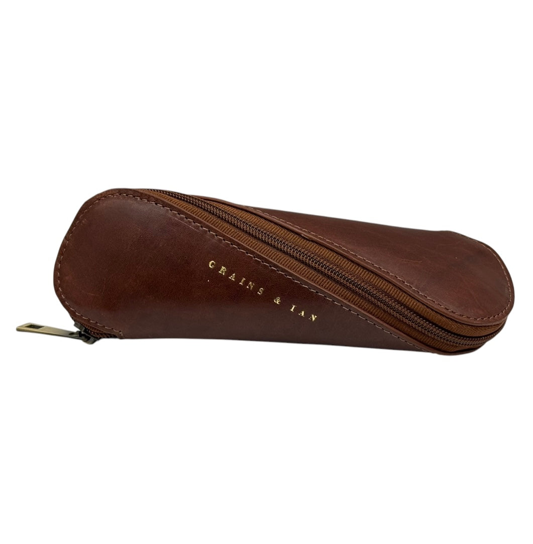 The Orford Leather Glasses Case – Slim Spiral Zip Sunglasses Case | Grains & Tan