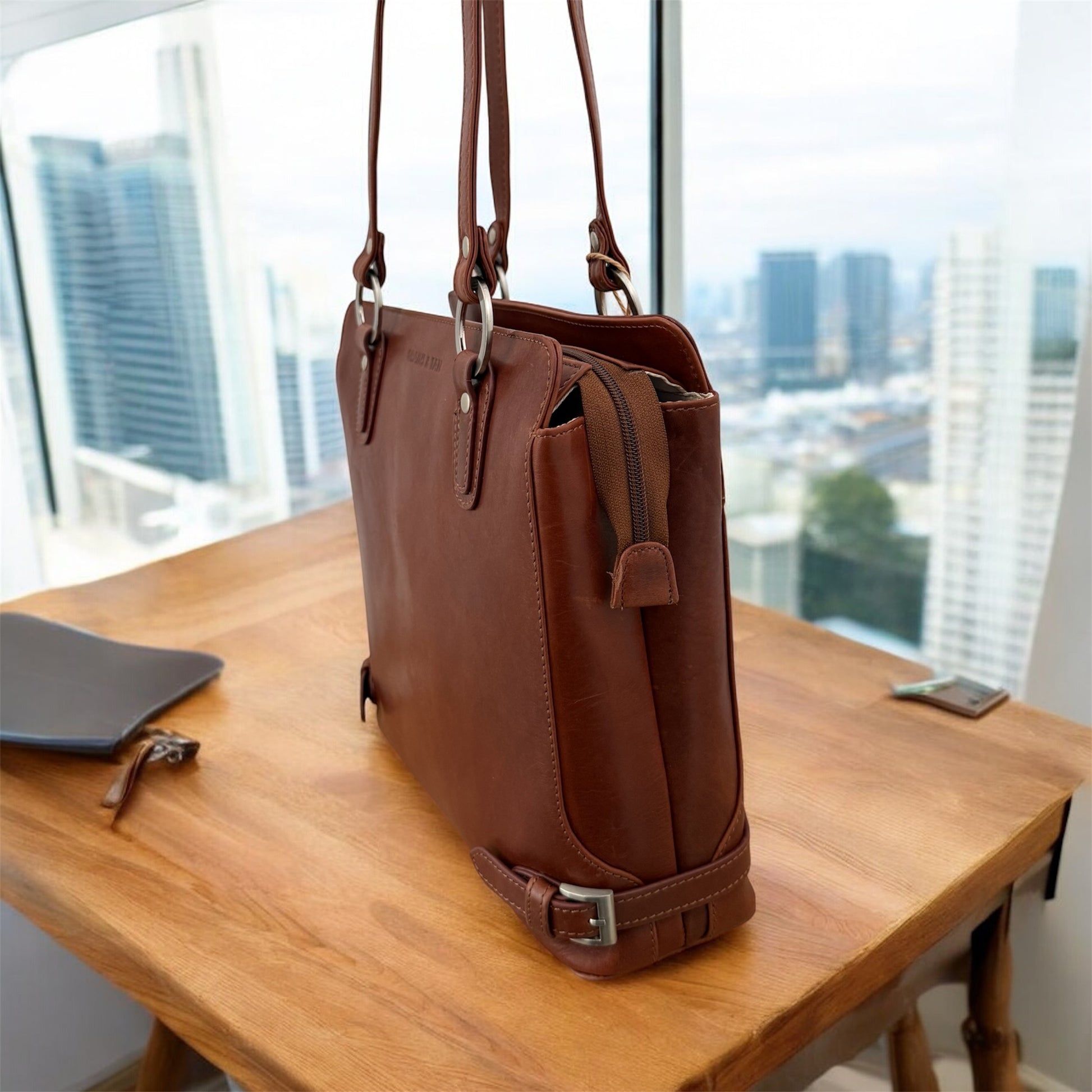 GT-KH12 The Oxford Leather Tote, Shopper – Brown