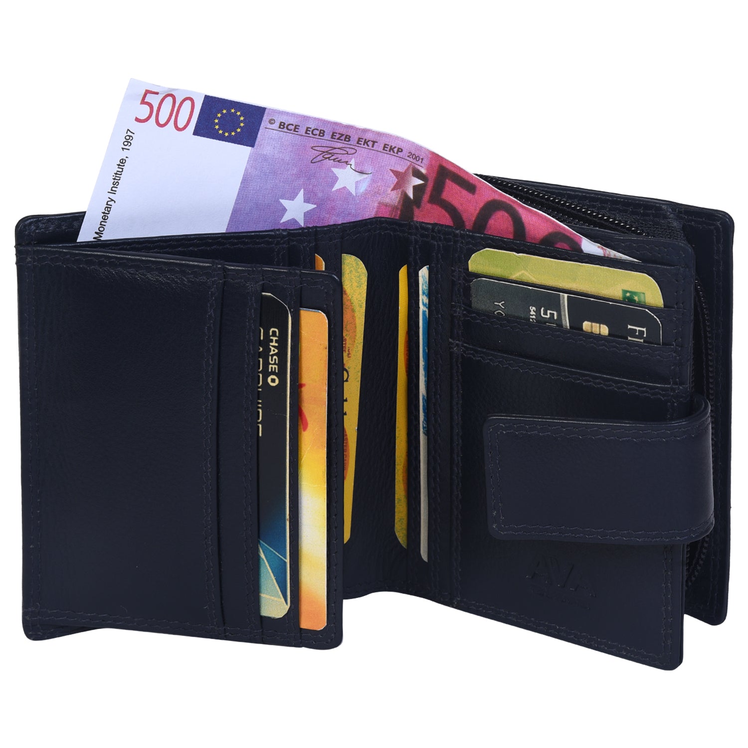 G&T-TP4 Full-grain Leather Medium Tab Purse with Change Section (RFID Protected)