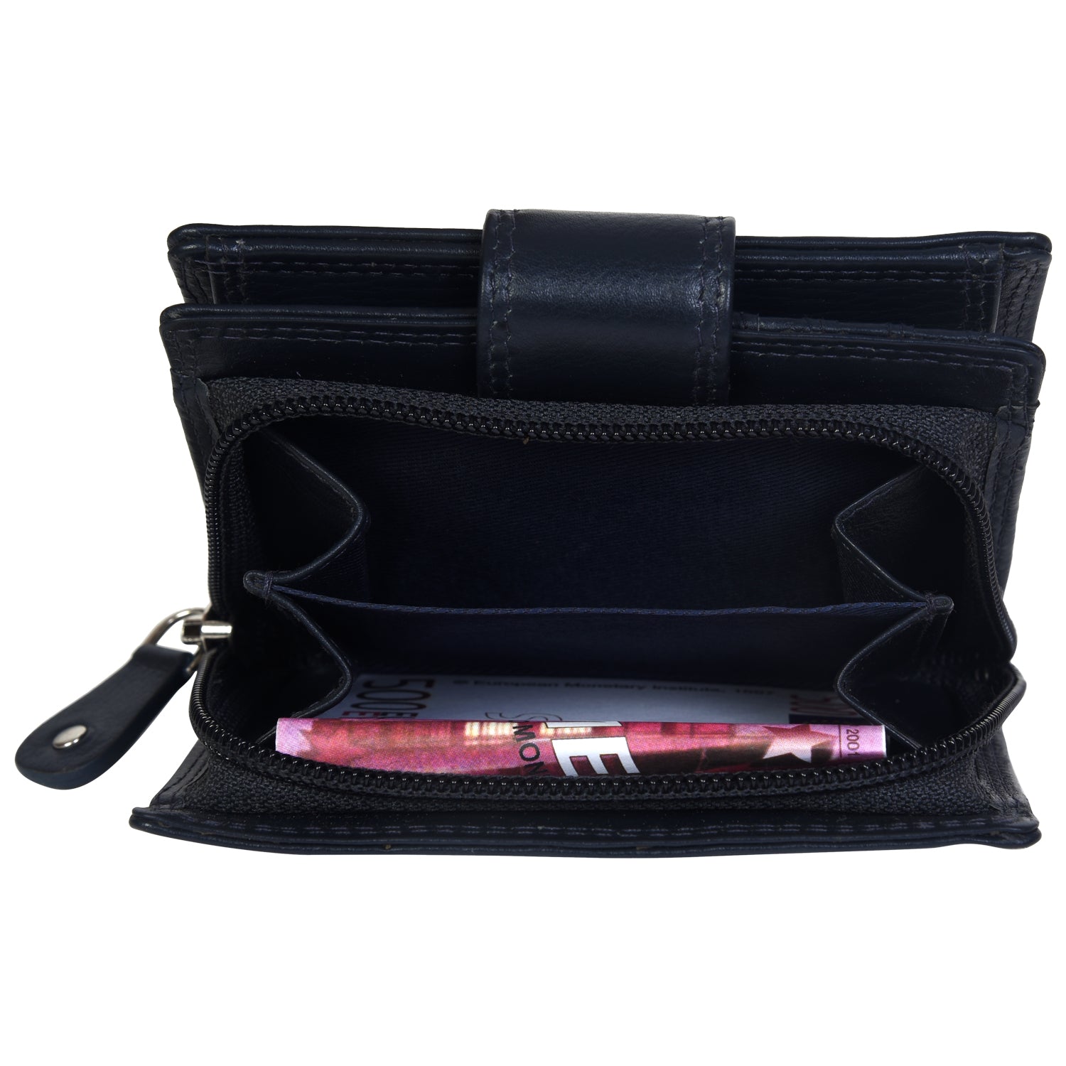 G&T-TP4 Full-grain Leather Medium Tab Purse with Change Section (RFID Protected)