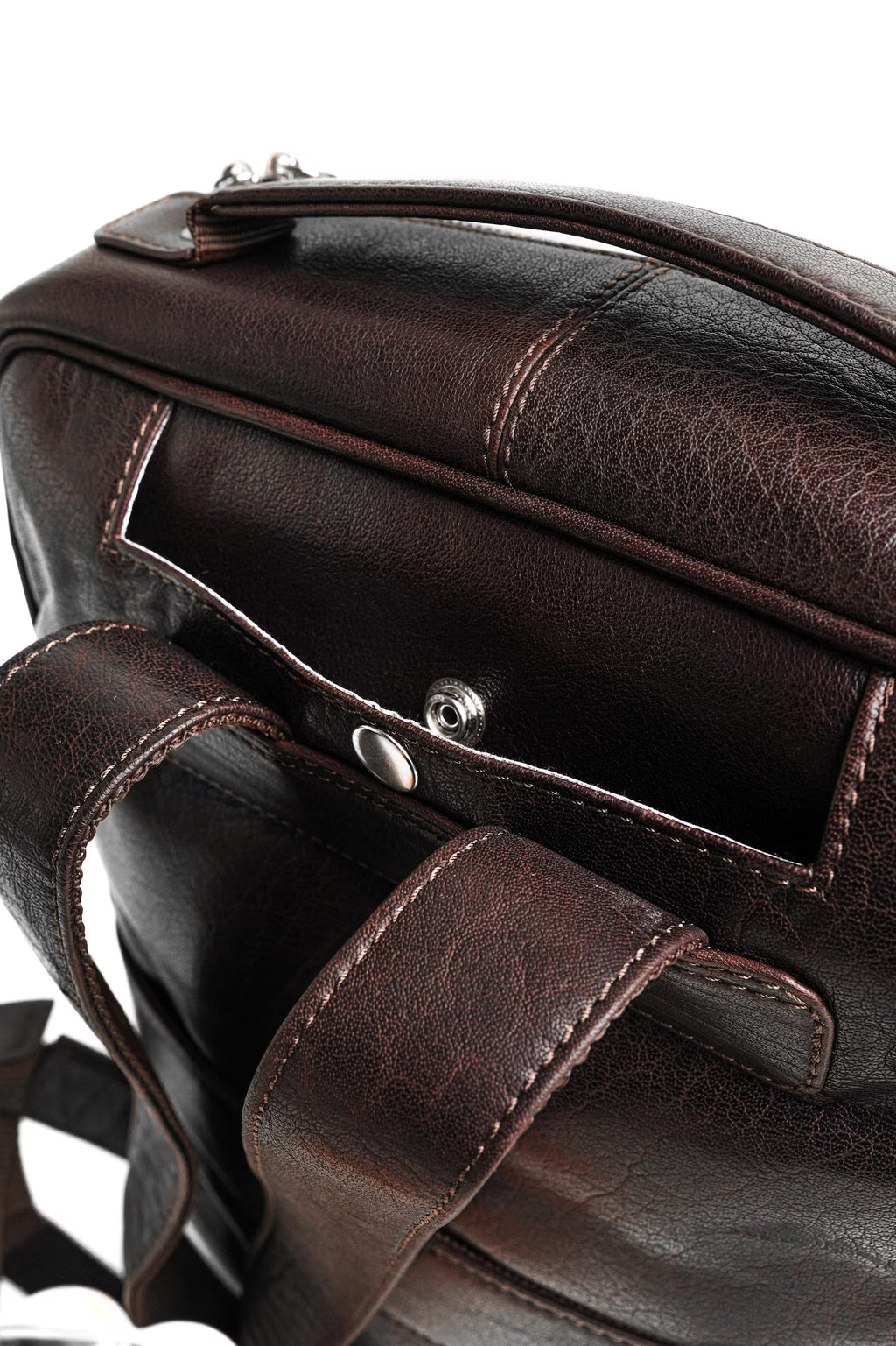 GT-SH02 Full-Grain Leather 15-Inch Laptop Backpack: Compact Travel Rucksack