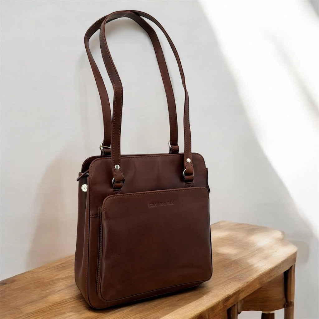 GT-KH72 The Winchester Convertible Leather Backpack – Brown