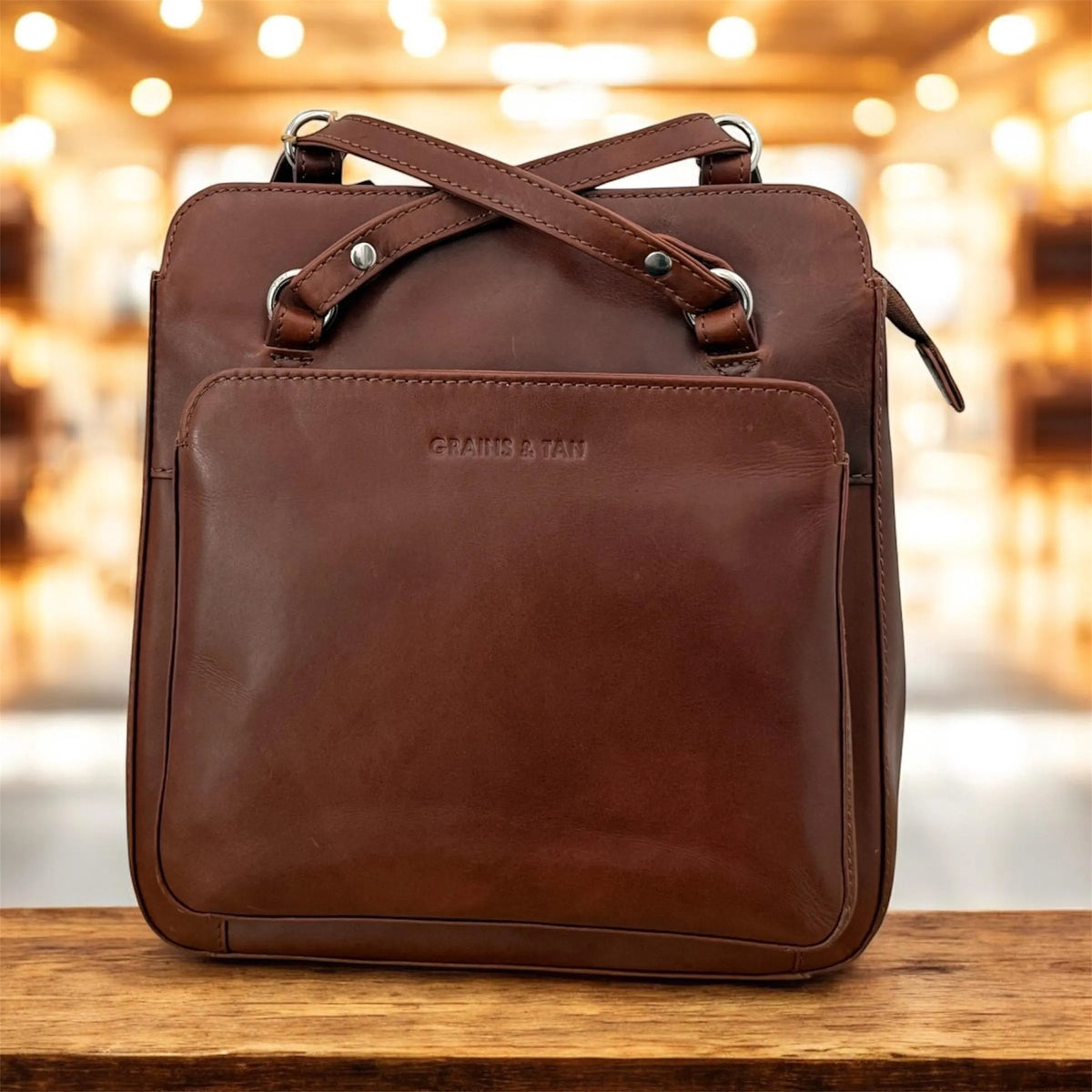 GT-KH72 The Winchester Convertible Leather Backpack – Brown