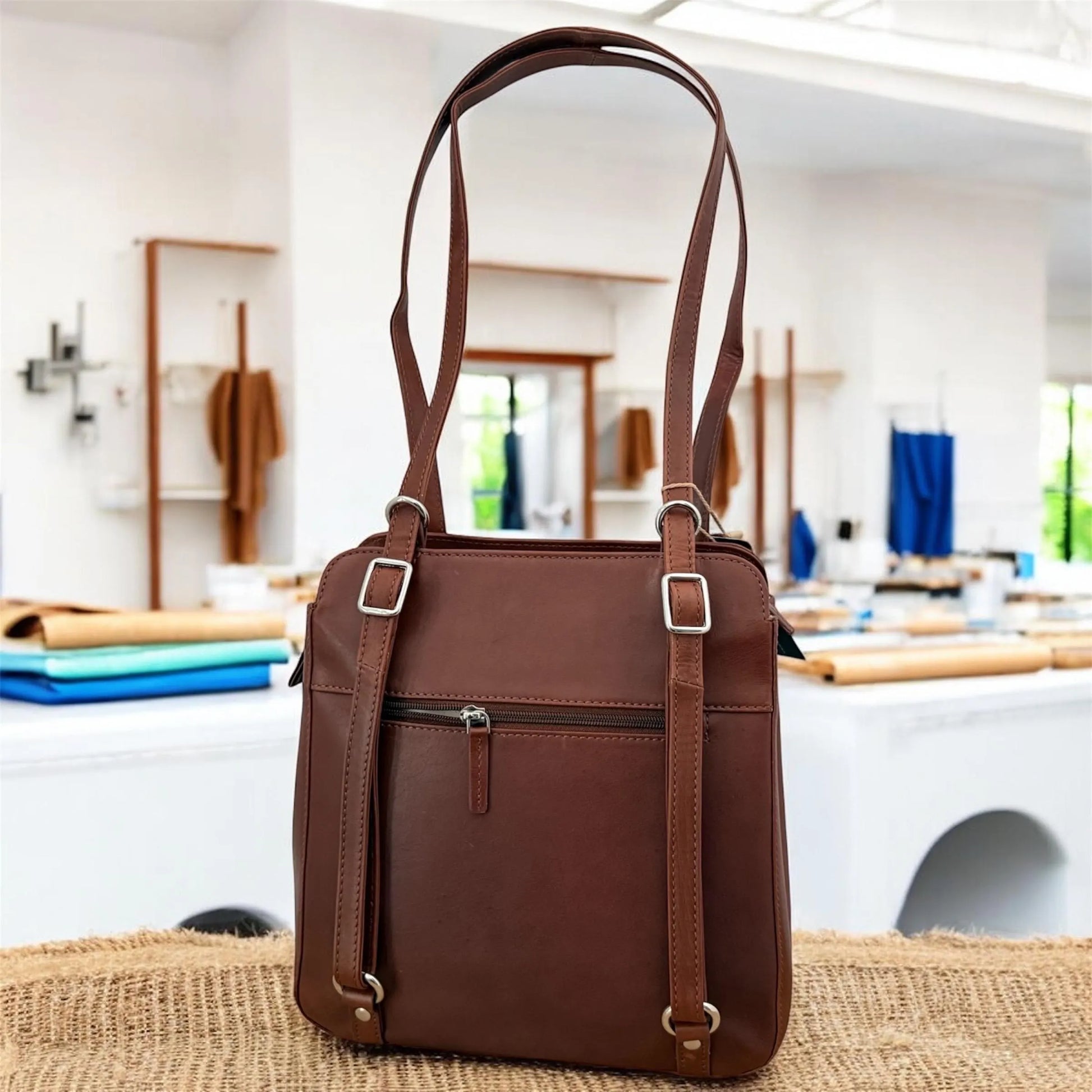 GT-KH72 The Winchester Convertible Leather Backpack – Brown