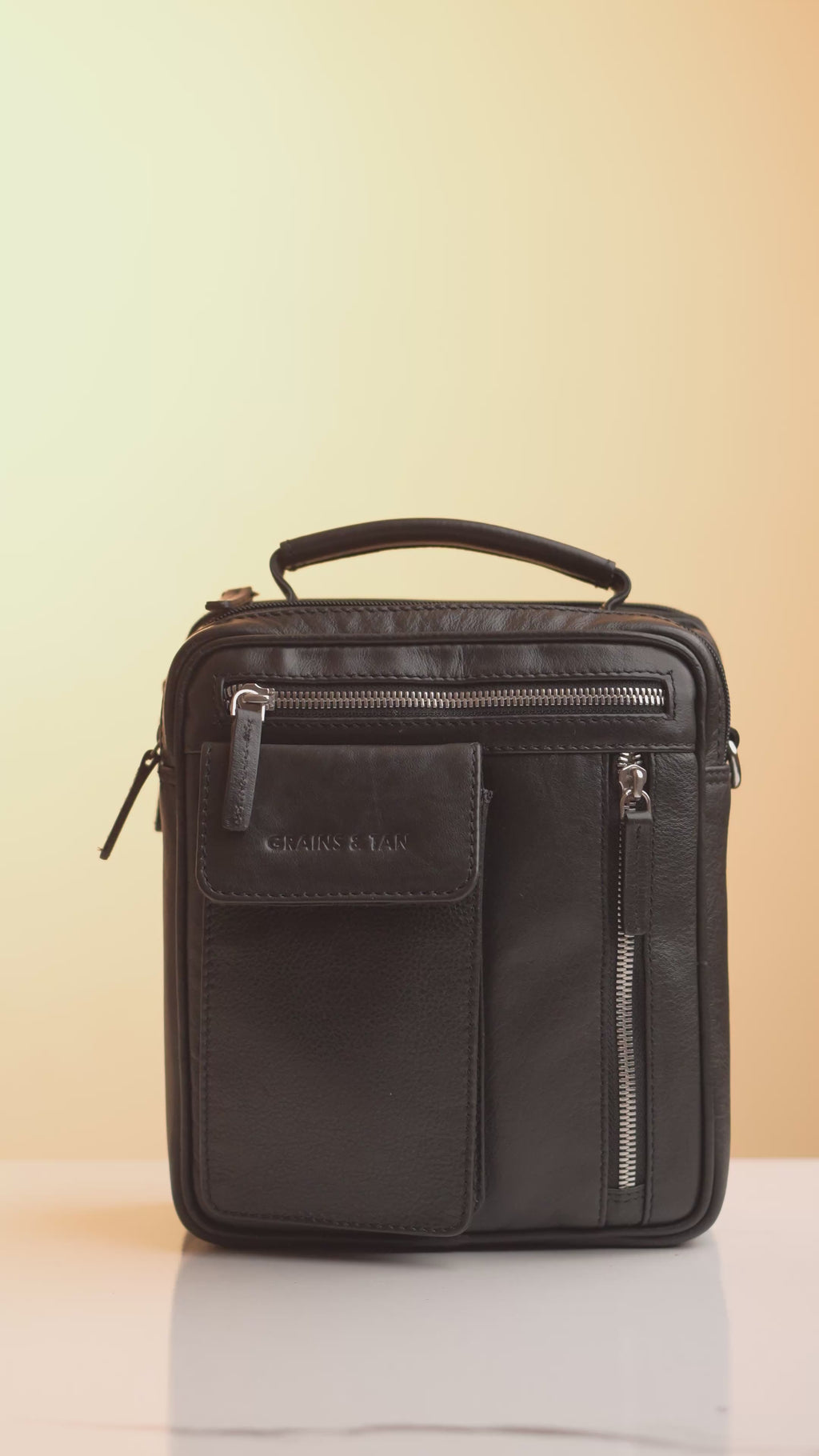 Full-Grain Leather Messenger Bag: Unisex Crossbody with Organizer